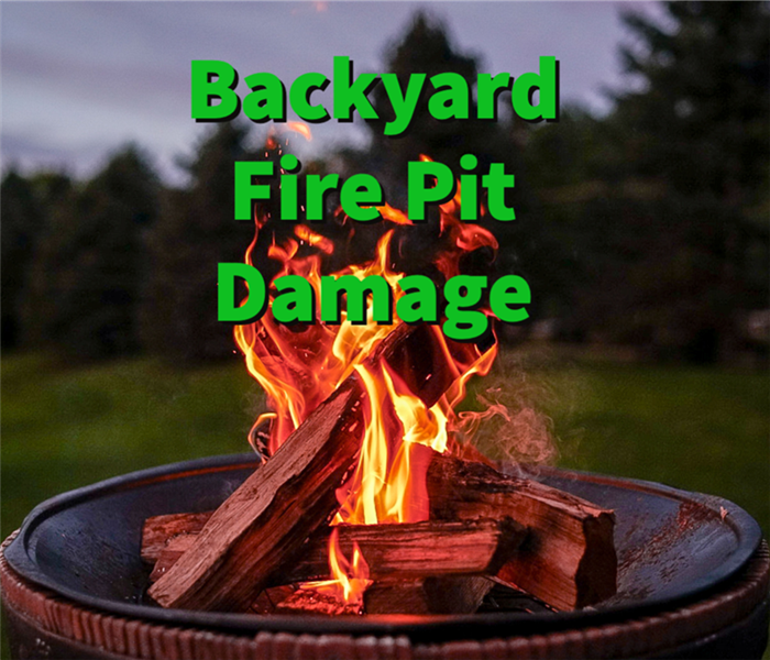 A backyard fire pit fire