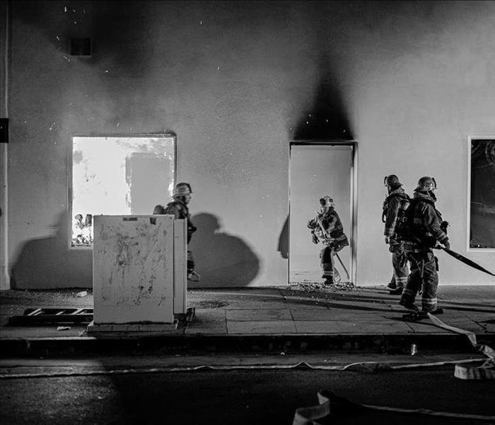 Firefighting heroes in a burning building